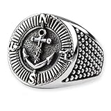 Durchmesser 2cm Ring Kompass und Anker aus 925er Sterling Silber Maritimer Schmuck (68 (21.6))