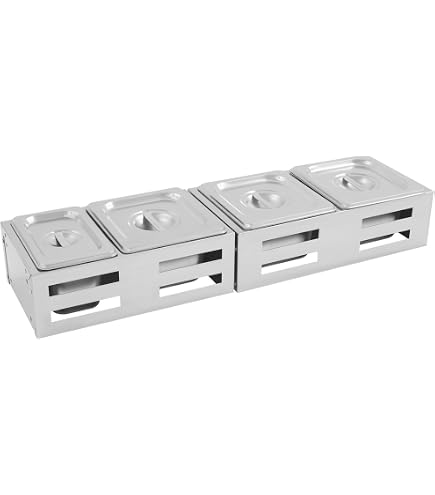 Stazione Porta Condimenti Per Pizza Da Tavolo - Contenitore In Acciaio Inox Con 6 Vaschette E Coperchi - Per Preparare Ingredienti E Condimenti - 3
