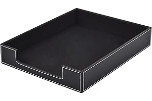 ‎XNONE XNONE Leder Briefablage,Schreibtisch Organizer,Briefablagen & Stapelsysteme für den Schreibtisch A4-Stapelbare Ablagefächer für Briefe,Papierhalter,Postkörbe,Zeitschriften,Schwarz