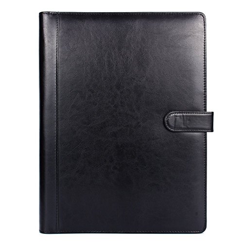 A4 Carpeta para Conferencia de Piel Sintetica  Carpeta Organizadora con Calculador Tarjetero incluidos  Organizador para Folios Bolis  Tablet  Tarjetas  Negro