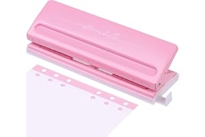 REAQUE Cucitrice a Pinza, Mini Perforatore 6 Fori, Buca Fogli Distanze Regolabili Bucatrice, Perforatore Scomparti per A4 A5 A6 B7 Fora Fino a 6 Fogli (rosa)