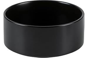 Havniva Ceramic Hundeschale 18,5 cm, Futter- und Wasser Schale für mittelgroße Hunderassen, rutschfeste Pet-Schale (1,3 l, einzelne Schale, Schwarz)