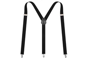 QIJIEFENCC Men's Braces, Braces Men and Women, Unisex, 3 Clips Cross Y, Braces Men Vintage Wide 2.5 cm, for Men and Women, One Size, Black