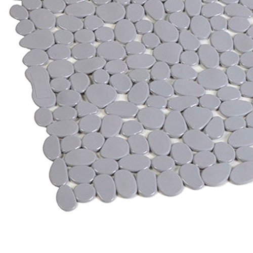 Graue Anti Rutsch Matte für die Dusche – Duscheinlage mit Saugnäpfen – Duschmatte in schöner Kieseldekor Steinoptik – Größe: 54 x 54cm - 2
