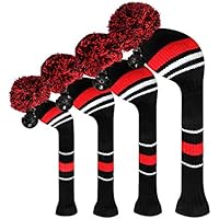 Scott Edward rojo advertencia Rayas Golf Club cabeza Covers, hilo acrílico double-layers de punto, conjunto de 4, con giratorio número etiquetas