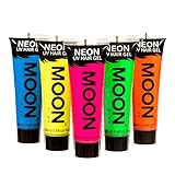 Producto genuino Moon GlowTM. Moon Glow - Gel para el Cabello Neón UV - Juego de 5 de 20 ml - ¡Péinate de punta y brilla!