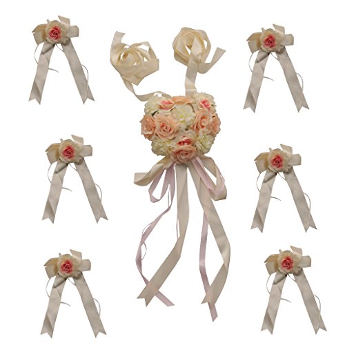 Gazechimp Hochzeit Antennenschleifen Autoschmuck Autoschleifen Hochzeit Set – Champagner, 25 cm - 2