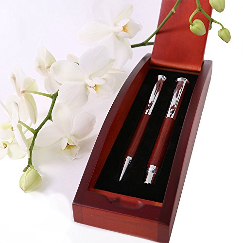 Schreibset Juist – braun inkl. Wunschgravur mit Geschenkbox aus Holz - 4