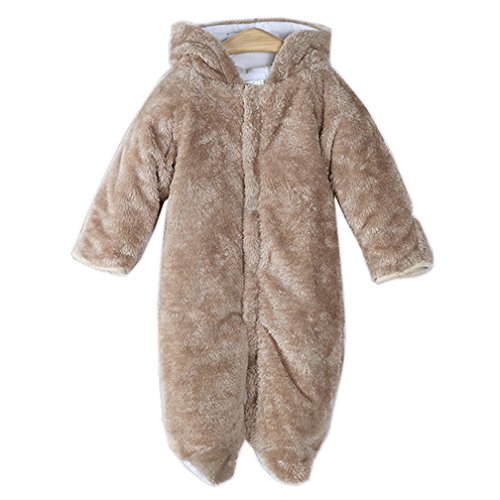 Unisex Toddler All in One Snowsuit Fleece Romper Hooded Cartoon Anime Cosplay Bodysuit BBYF-A (height 100cm, brown)