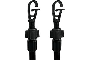 MAXLAND 2 X Heavy Duty Metal Telescopic Extendable Home Garden Washing Line Clothes Laundry Support Pole Props Outdoor Indoor Airer Rope String Extenedable from 1.3 to 2.4M [ Black ]