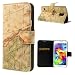 Produktbild Samsung Galaxy S5 Flip Klapp Welt Karte Map Huelle Braun