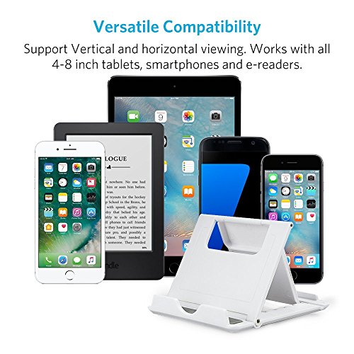 Handy Ständer Tablet Ständer, Multi-Winkel Faltbar Gummi Desktop Halterung iPad Stand Handy Stand Tablet Ständer Handy Halterung Tisch Halterung für 6-8 Zoll Tablet, E-Reader, Smartphone, iPhone 7 / 7 Plus, iPad, Galaxy Tab, S7/ S7 Edge, Huawei P9 (Weiß) - 4