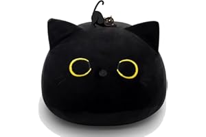 NatureMan 40cmBlack Cat Plush Toy Black Cat Pillow,Fat Cat Kawaii Pillow Stuff,Plushies Lumbar Back Cushion Decoration for Kids Home Decor Gift Kids Birthday