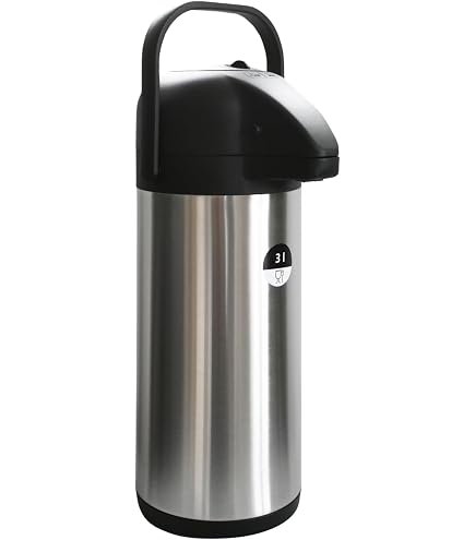 Banquet Airpot Thermos Avec Pompe Acier Inoxydable Argenté/Noir 1,9L - 14x14x38cm