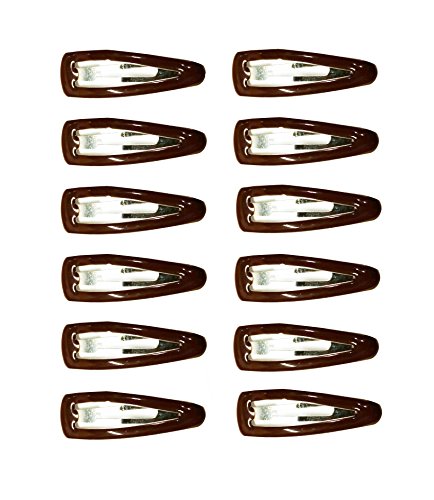 Hair Slides - 4.7cm - 12 Pack - Various Colours (Brown)
