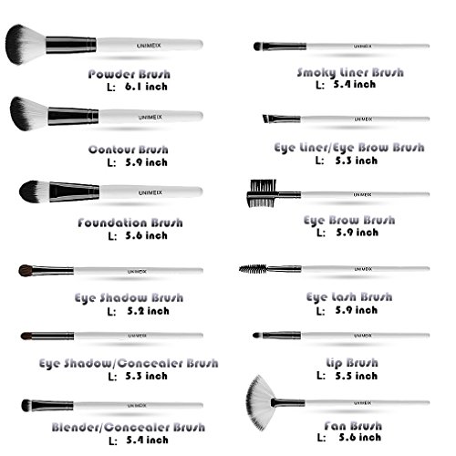 Unimeix Professional 12 Stück Make-up Kosmetik Pinsel Set Kits mit Blume (Black Flower) Muster Fall von Unimeix - 2