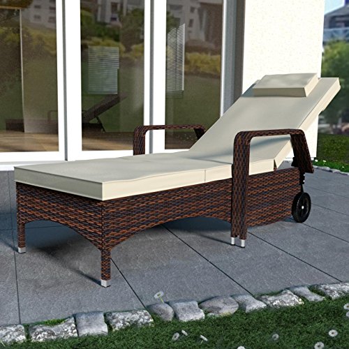 Polyrattan Sonnenliege Gartenliege Gartenmöbel Rattanmöbel inkl. Kissen und Auflage 210 x 80 x 33 cm Braun - 2