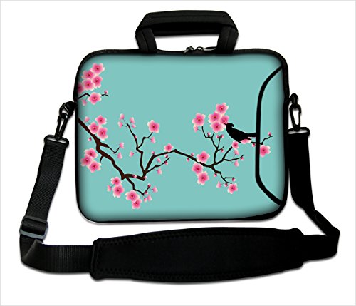 Sidorenko Designer Notebooktasche in zwei Größen erhältlich 15 Zoll - 15,6 Zoll / 17 Zoll - 17,3 Zoll // mit Tragegurt + Tragegriff inkl. Zusatzfach für Maus und Ladegerät an der Vorderseite der Tasche Laptoptasche Tragetasche Umhängetasche Bag