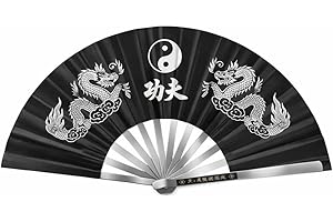 RITOEASYSPORTS Tai Chi Martial Fan, Ręcznie Składany Wentylator ze Stali Nierdzewnej Kung Fu Performance Fan dla Mężczyzn i Kobiet Performance