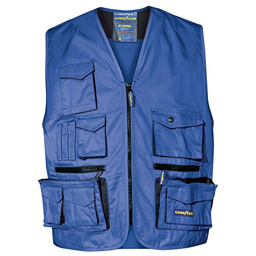 GOODYEAR - Gilet bicolore multitasche GOODYEAR peso 240 grM2 65% poliestere 35% cotone ROYAL tg XL