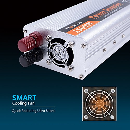 Mesllin Car inverter convertitore 1500 W (3000 W picco) onda sinusoidale modificata DC 12 V a 240 V AC per camion