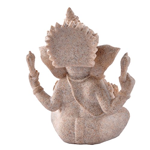 Sandstone Ganesha Buddha Figur Elephant Statue Sculpture Handmade Figurine - 9
