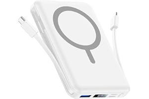 Vexnara für Magsafe Powerbank 10000mAh, Wireless Magnetische Powerbank Schnelles Laden mit LED-Display und USB-C Ladekabel Externe Akkupack für iPhone 17/16/15/14/13/12 Pro Max/Pro/Plus(Weiß)