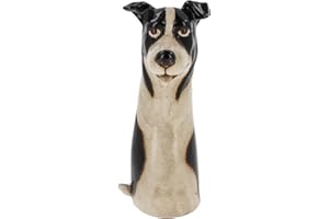 SHUDEHILL GIFTWARE Village Pottery Top Dog Vase Collection - Boxer, Collie, Basset, Patch and More! (Collie)