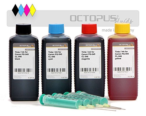 Encre d   impression de rechange  4x 100 ml  pour Canon PG-545 und CL-546 Cartouches d   encre Canon Pixma IP 2850  MG 2450  2455  2550  Non OEM 