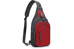 REETEE Sacoche Homme Bandouliere, Sac de Poitrine Sacoche Bandoulière avec Multi-Compartiments Léger Casual Sling Bag pour Homme et Femme pour Randonnée Cyclisme Voyage Camping (rouge)