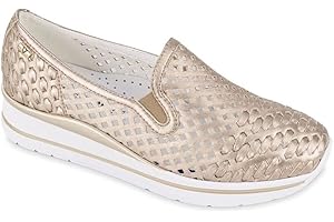 Valleverde 36392 Mocassino Slip on Sneakers Donna Intreccio Oro