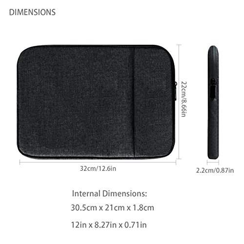 YOCOWOCO 12 Zoll Laptop-Taschen Schutzhülle Macbook Tasche mit Reißverschluss Tragetasche mit extra Beutel,Schwarz - 2
