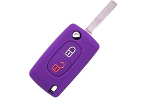 SALPIE Silikon Schlüsselhülle für 2-Tasten Autofernbedienung Peugeot 106 107 205 206 207 306 307 308 309 406 407 807 und Citroen C1 C2 C3 C4 (Purple)