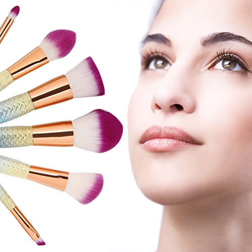 NEEDOON 6 Stück Meerjungfrau Weich Colorful Make Up Pinsel Set Foundation Bürste Synthetische Eyeliner Gesicht Powder Bürste Kit Schönheit Kosmetik Werkzeuge - 2