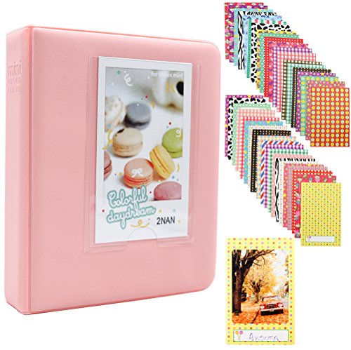 Ablus Store 64 Pockets Mini Photo Album pour Fujifilm Instax Mini 7s 8 8+ 9 25 26 50s 70 90 Caméra Instantanée et Carte Nom (64 Poches, Rose)