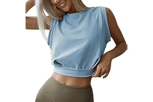 XIWCAFC Canotta Donna Estive Magliette Sportivi Senza Maniche Yoga Fitness Allenamento Canotte Cotone Camicia Girocollo Blusa Camicetta Palestra Shirt