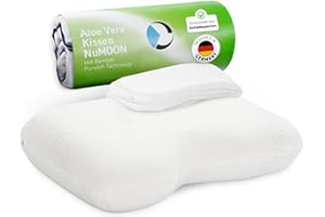 ‎THIRD OF LIFE Orthopädisches Nackenstützkissen / Seitenschläfer-Kissen NuMOON zur Druckentlastung der HWS, Kopfkissen für Allergiker geeignet, Entzündungshemmender Aloe Vera Extrakt & gratis zweiter Bezug