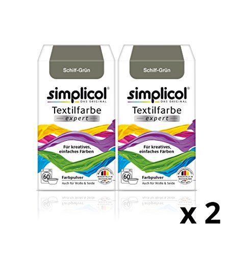 Simplicol Textilfarbe expert Für kreatives, einfaches Färben - 1752 - "Schilf-Grün" - Neu! - 2er-Pack