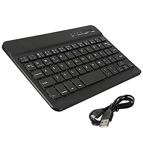 Aluminium Dünne Mini Drahtlose Bluetooth Tastatur Für Windows Android IOS Schwarz – Schwarz - 7