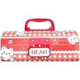 MANAKI ENTERPRISE Plastic Pen & Pencil Box, Suitcase Style Password Lock Case, Multi-Layer Organizer for Kids, Boys, Girls - Return Gift (Bear Red)