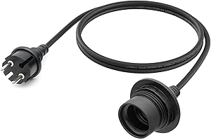FIRMERST Portalampada impermeabile E27 con cavo esterno 1 m nero