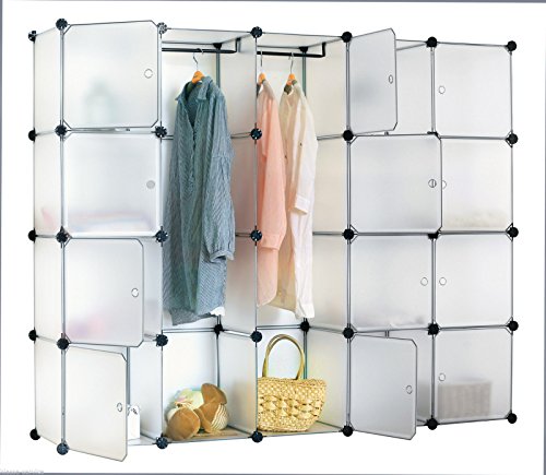 Kronenburg Regalsystem Steckregal Schrank Regal Kleiderschrank Garderobe – 184 x 148 x 37 cm – Transparent - 2