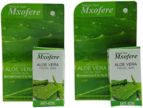 2 X Mxofere Natural Anti Acne Aloe Vera Facial Bar With Lemon Extract & Tea Tree Oil