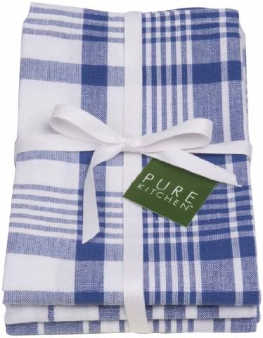 Danica 84-5037 Jumbo Cobalt Pure Kitchen Set of 3 Tea towels 60x90cm mixed stripes/checks