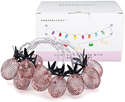 5 FT 10 LED String Lights Battery Operated with Rose Gold Metal Pineapple Cage Fairy Lights Great for Home Patio Bedroom Garden Camping Wedding Party Indoor Valentine's Day Decoration (Warm white)