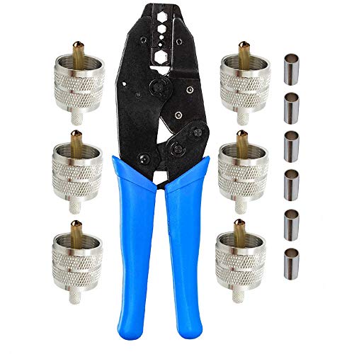 Kagni Crimpadora BNC con Conectores Macho de 6 UNIDS HUF para Conectores F y BNC / Cables RG 6, RG 58, RG 59, RG174
