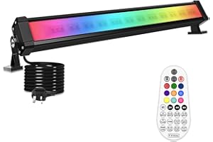 CLV RGB LED Light Bar 42W Wall Washer Stage Light with RF Remote Control, 3600LM Colour Changing Adjustable Disco Lights for DJ Stage Disco Garden Party Halloween Christmas Festival Decorative