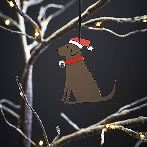 Sweet WilliamSet of 4 Chocolate Labrador hanging Christmas tree decorations