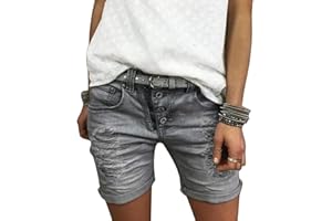 ORANDESIGNE Short en Jean Taille Haute Femme Pantalon Fleur Shorts en Denim Décontractés Mode Bermuda en Jean