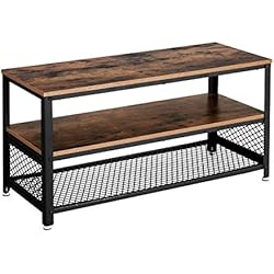 VASAGLE Meuble TV pour Télévision Jusqu'à 43 Pouces, Table Basse, Table de Salon, Armature métallique, Couleur Boisée, pour Chambre, Salon, Style Industriel, Marron Rustique LTV40BX